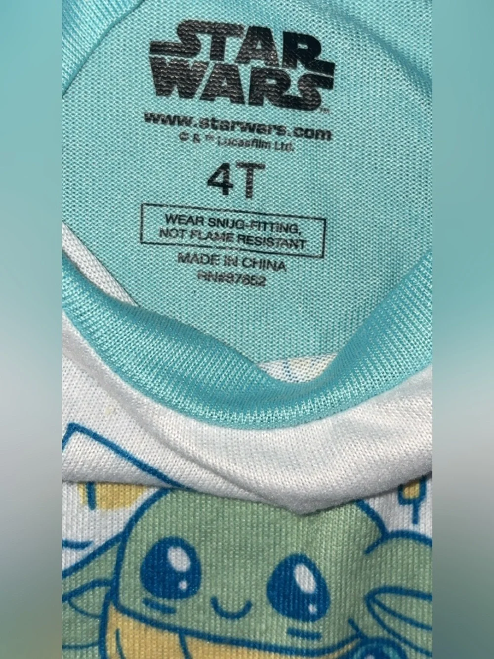 Star Wars Baby Yoda Toddler Size 4T Fitted Pajama Set Long Sleeves & Pants EUC